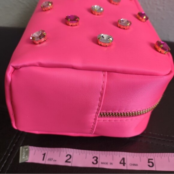 Sparkle And Shine Hot Pink Jewel Embellished Cosmetic Bag - Picture 11 of 12